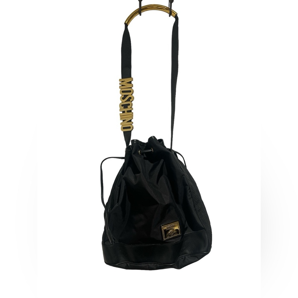 Moschino Redwall Vintage Black Nylon Bucket Shoulder Bag